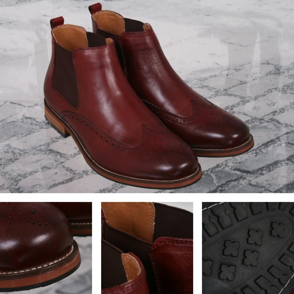 kensie faux leather brogue chelsea boots in wine